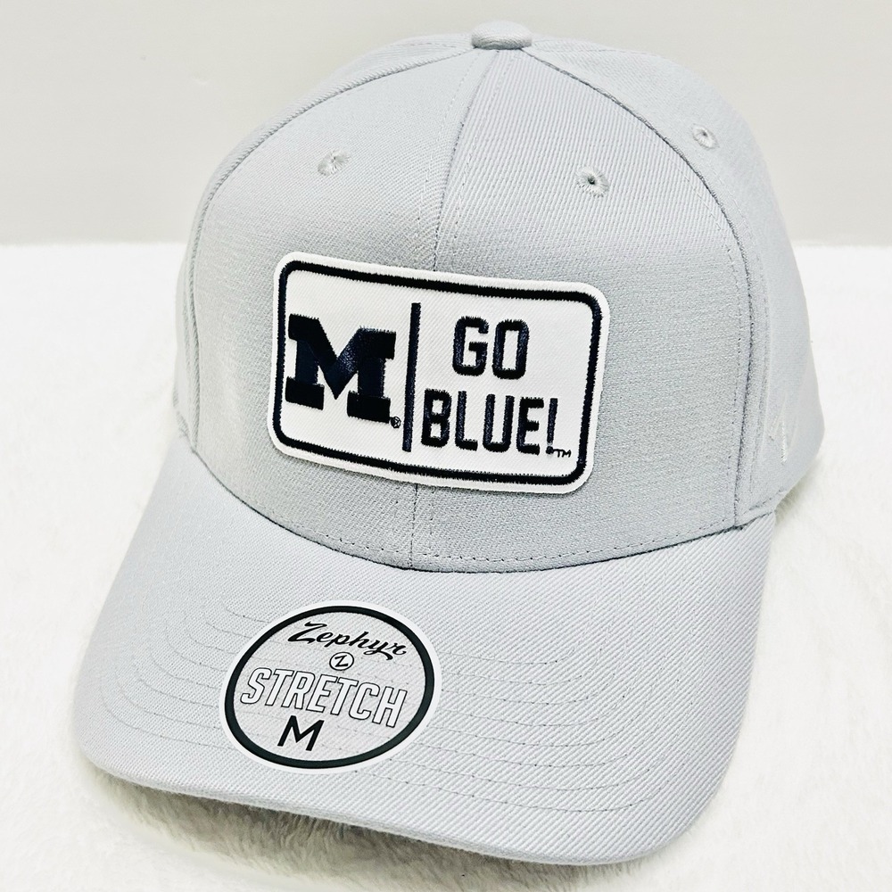 Zephyr Michigan Wolverines Go Blue Hat Cap Stretch Flex Medium Gray NCAA College